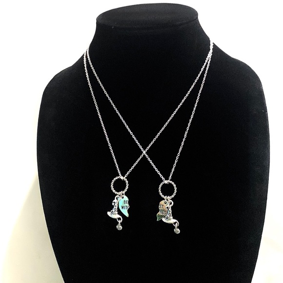 Best Witches Necklaces Set Of 2 Halloween Witch Friends Gift - Picture 4 of 8